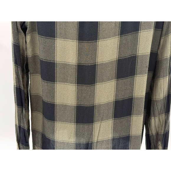 Express Plaid Lace-Up‎ Long Sleeve Top Womens Small Olive Green Black Casual - Picture 11 of 16